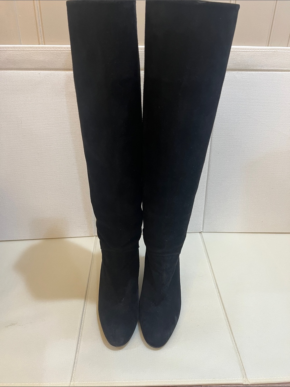 Stuart Weitzman Black Over-the-Knee Suede Boots Wedge Size 9 excellent condition